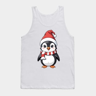 Cute a penguin wearing Santa hats and scarves Tank Top